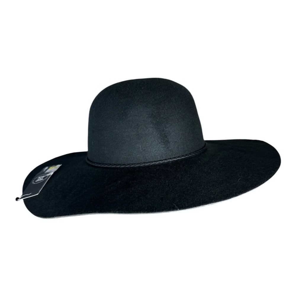 Marcus Adler New York Black Wide Brim Hat Rose Accent One Size NEW Boho Derby